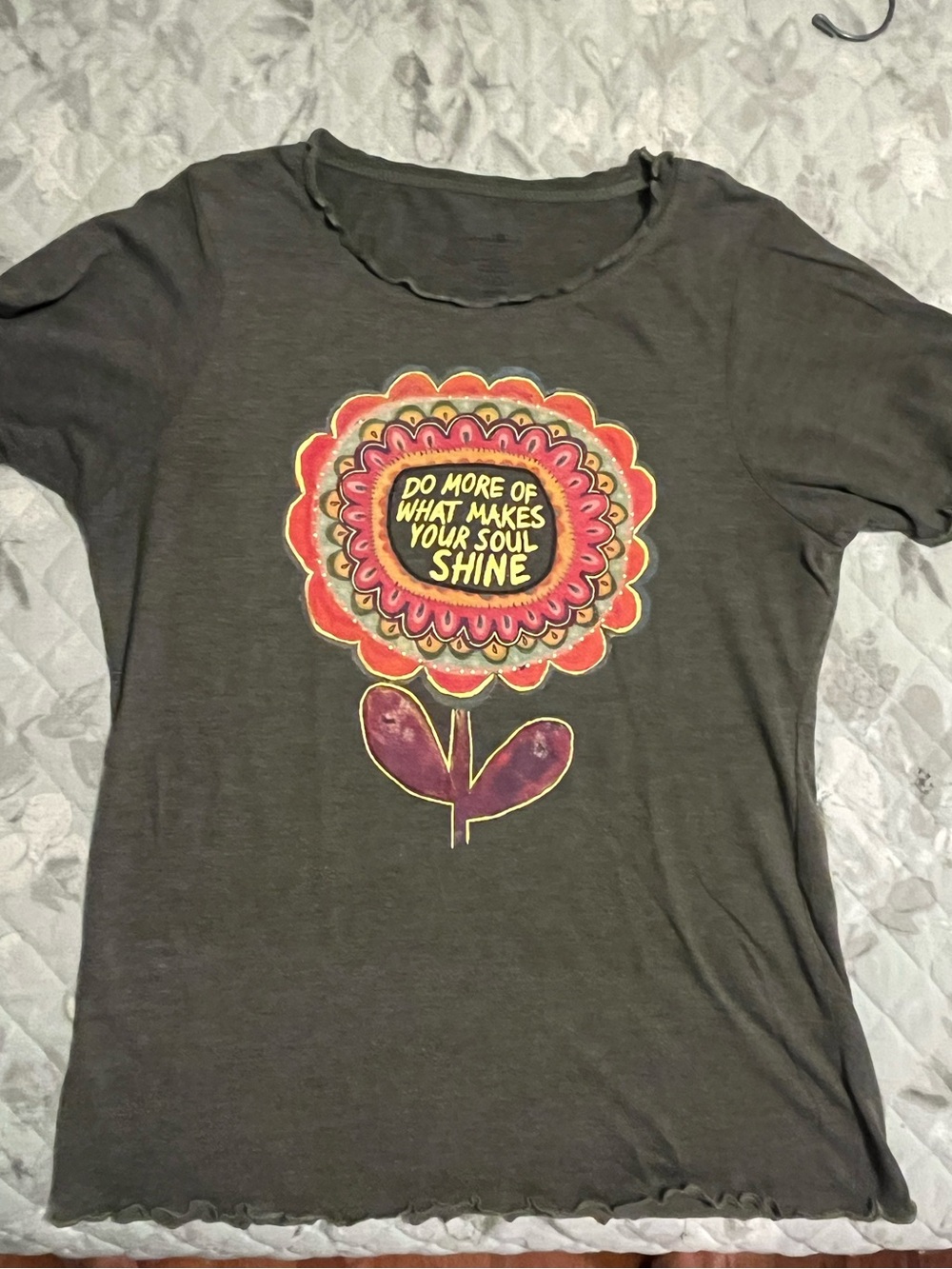 Graphic Flower Tee - Natural Life Medium-Do more of what makes your soul shine